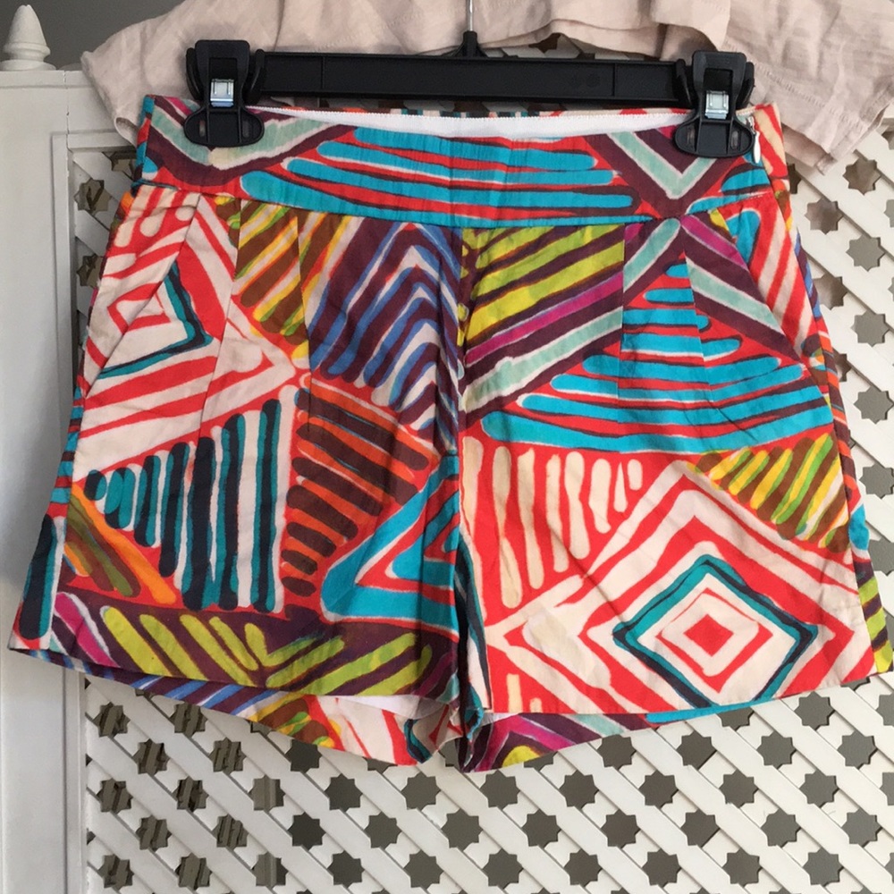 J. Crew multi-colored print shorts red blue yellow